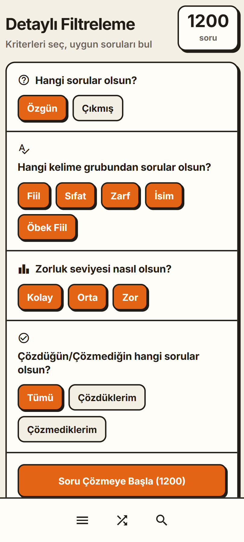 Soru Bankası Detaylı Filtreleme