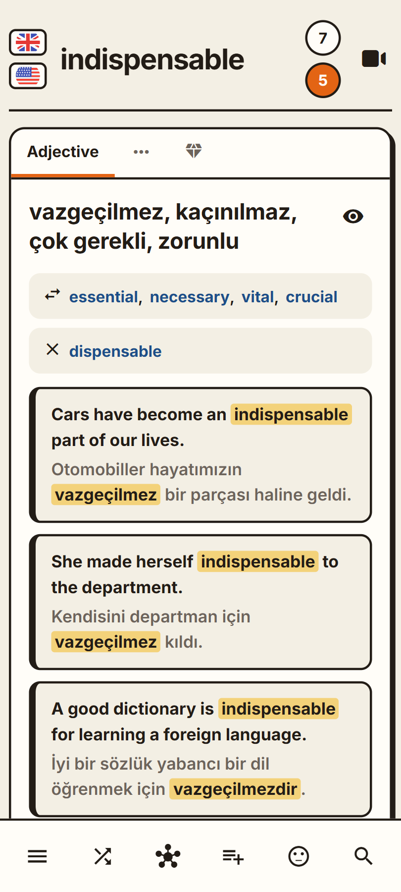 Sözlük Sayfası - Genel Görünüm